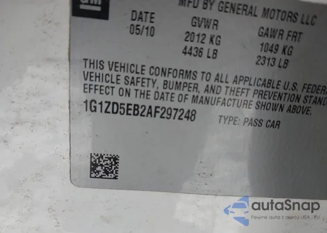 2010 Chevrolet Malibu Lt из США, поврежденный, VIN 1G1ZD5EB2AF297248